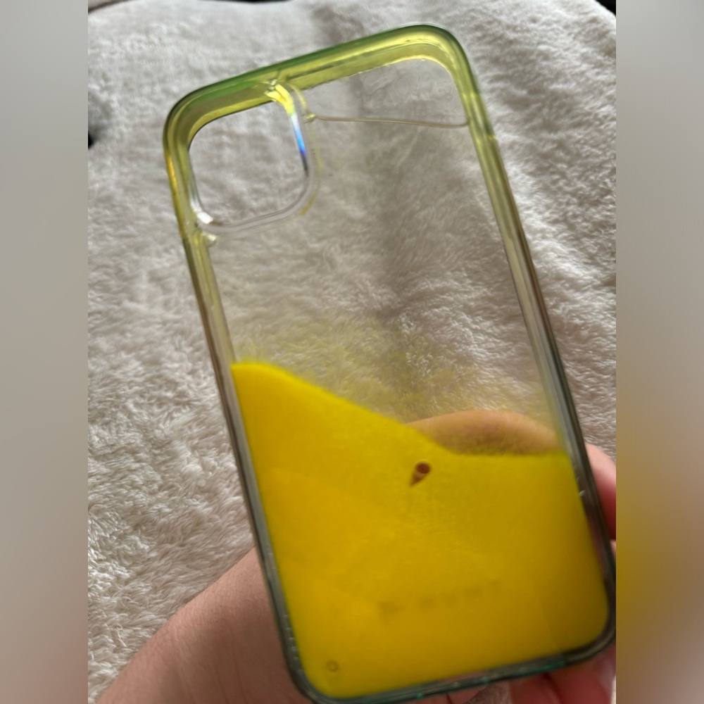 USED iPhone 11 (Unisex) Case (Green and Yellow Glitter water Case)